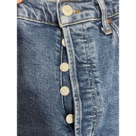 Agolde Riley Medium Wash Button Fly High Rise Cropped Denim Jeans  29 - Picture 3 of 6
